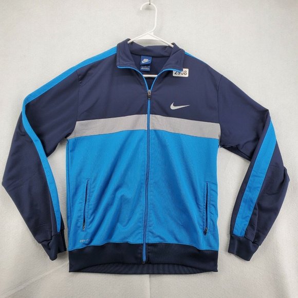 Nike Jacket Women's Dri-Fit Long Sleeve Full Zip Polyester Blend Blue Extra Larg - Picture 2 of 12